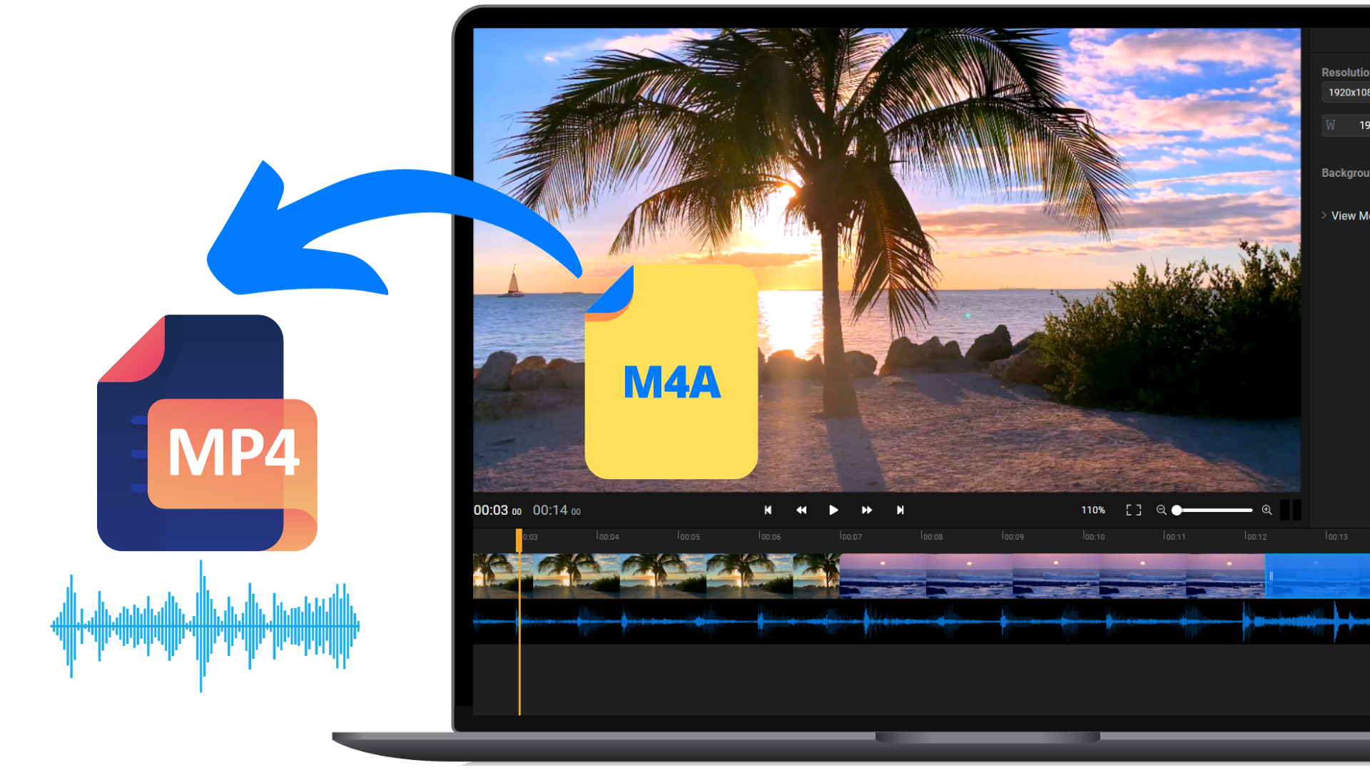 Convert M4A to MP4 Flixier